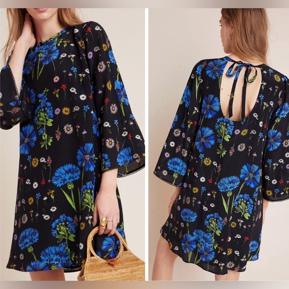 ANTHROPOLOGIE MAEVE SILK  Lucinda Floral Print Tunic Dress XS